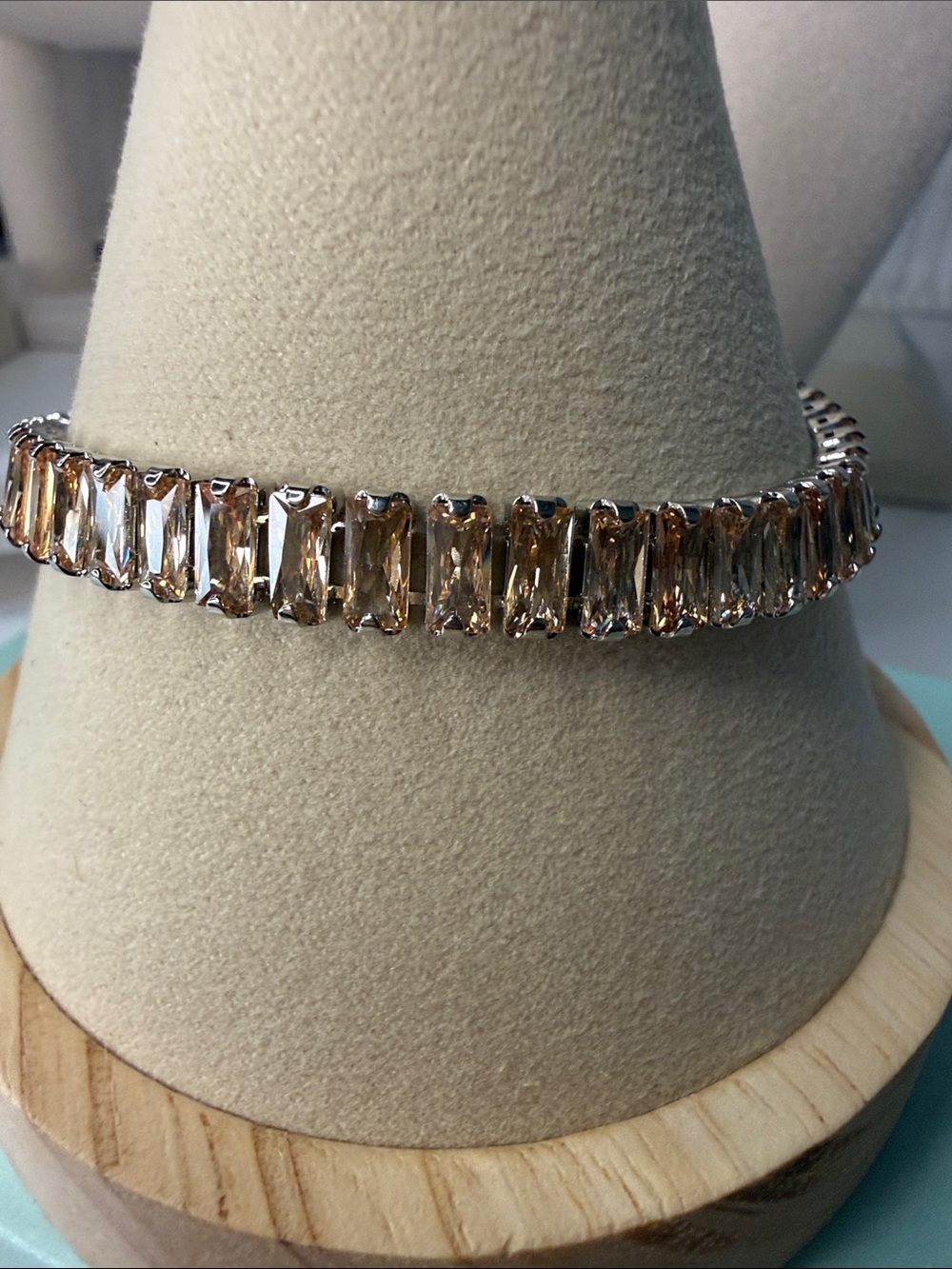 Champagne Baguette Crystal Tennis Bracelet - Women Jewelry
